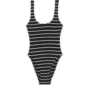 Victoria's Secret Black & White Striped Scoop One-Piece Swimsuit